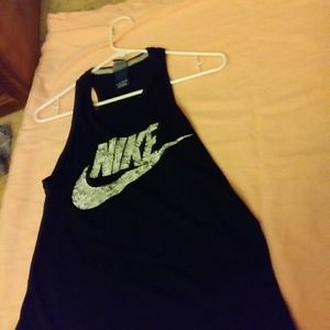 A black Nike workout tank